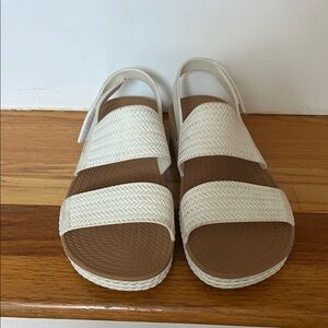 Reef Cream and Tan Strappy Sandals